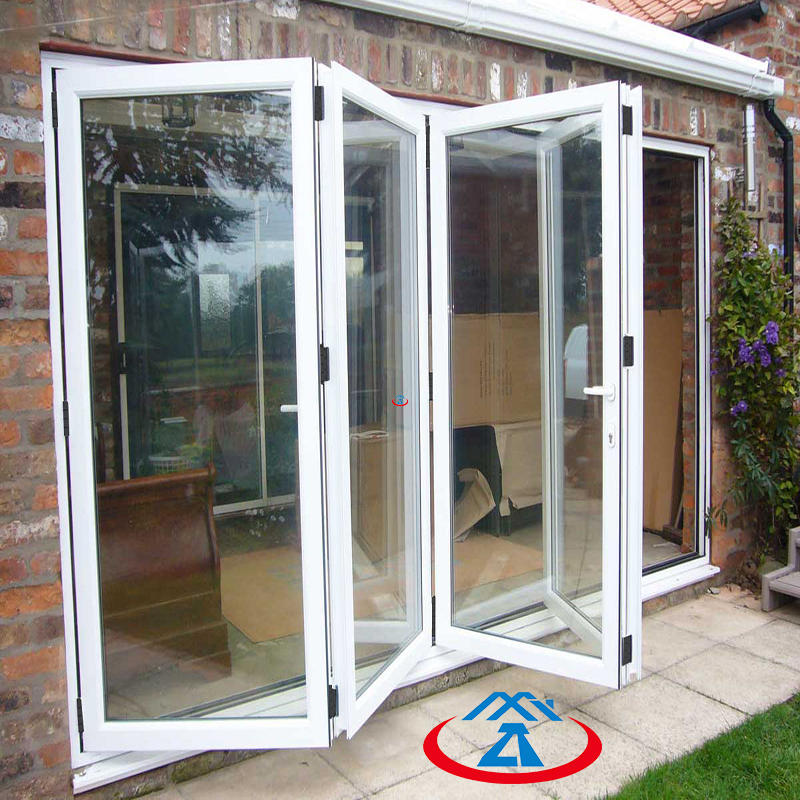 White thermal break double glass aluminium exterior patio folding doors