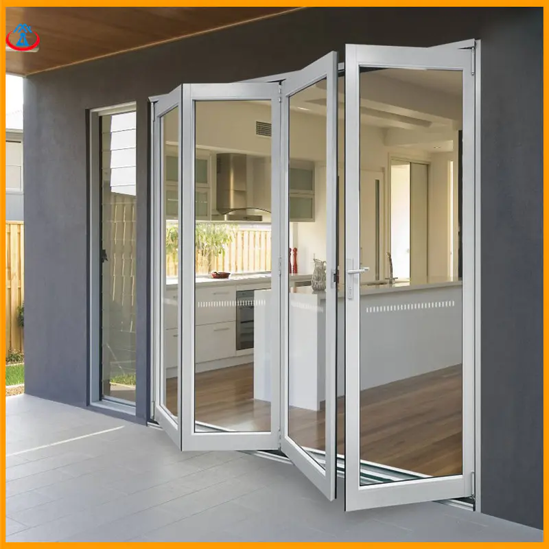 White 4880mmW*2440mmH Double Tempered+LOW-E Glass Aluminum Frame Thermal Insulation Folding Door