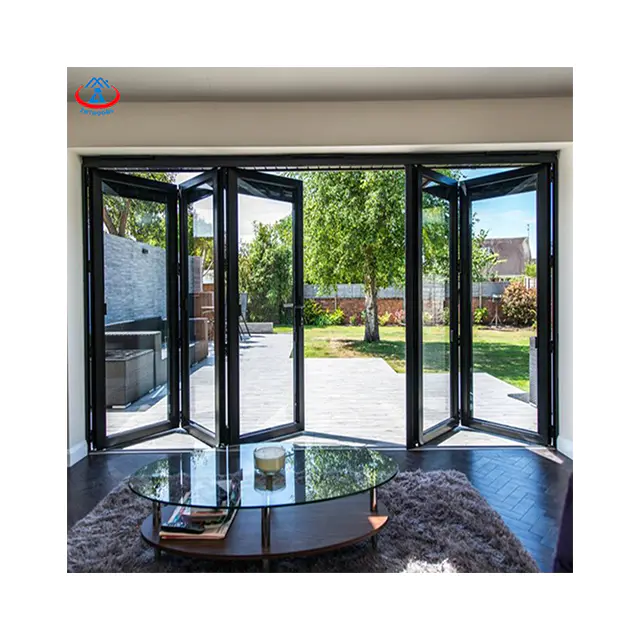 Luxury Veranda Insulated Tempered Glass Living Room Folding Doors Alumim Folding Doors