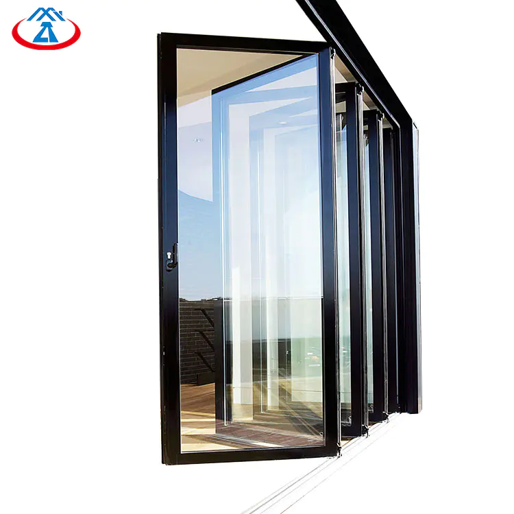 Powder Coating Aluminum Tempered Glazed Exterior Foldable Door Glass Folding Doors