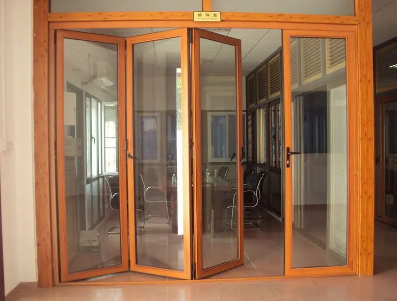 Modern Wind Resistance Toughed Glass Large Folding Doors Interior Aluminium Bi Folding Door With Exterior Door