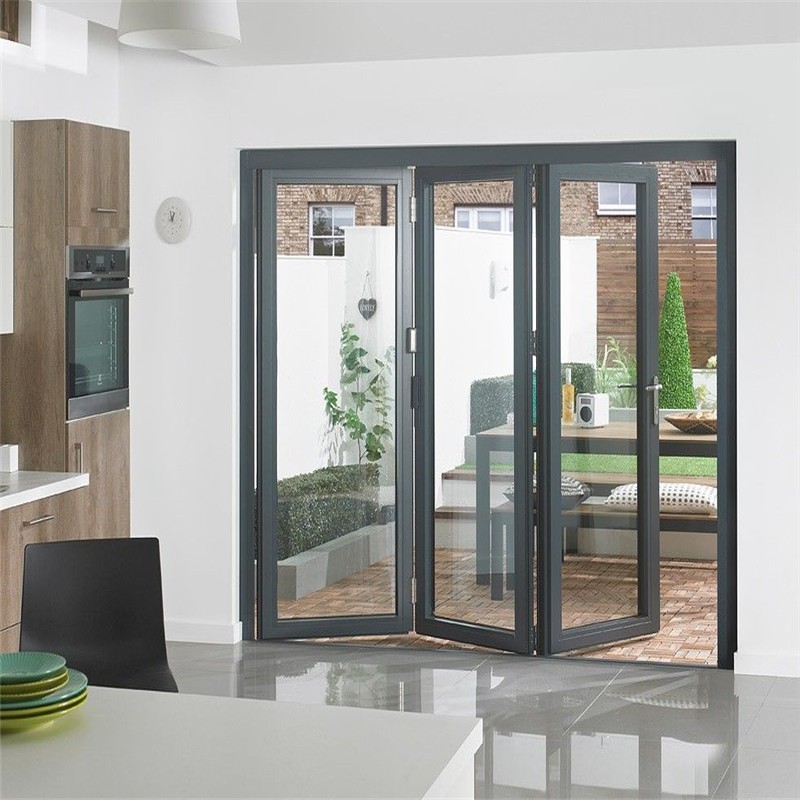 Simple design aluminum glass bi-folding door for house/commercial