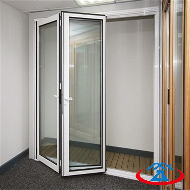 White 4880mmW*2440mmH Double Tempered Glass Aluminum Frame Thermal Insulation Folding Door