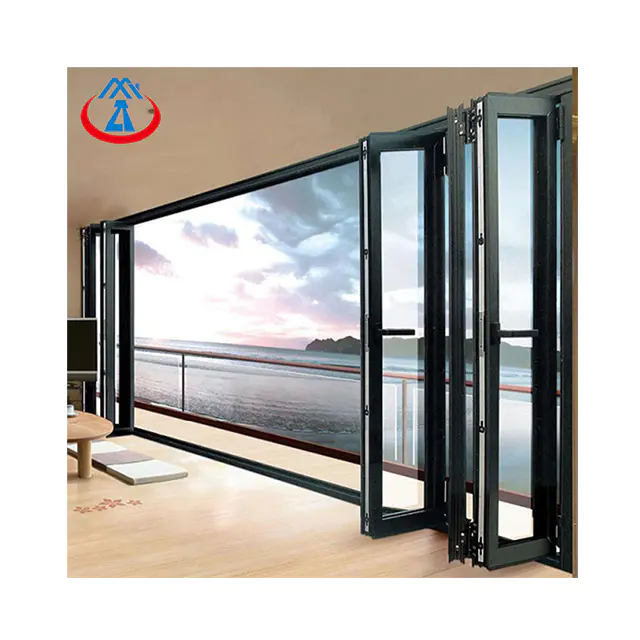 Elegant Apartment Soundproof Double Glazing Wide Folding Doors Accordion Aluminium Folding Door China