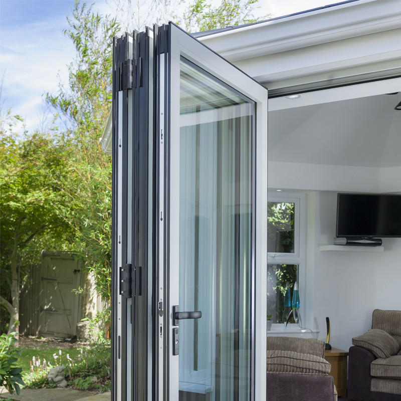 Residential Aluminum frame Tempered glass bifold/folding door used exterior doors