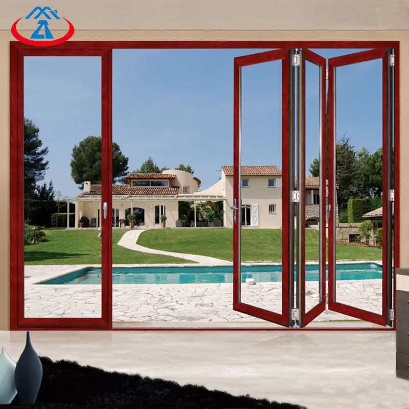 Residential Aluminum frame Tempered glass bifold/folding door used exterior doors