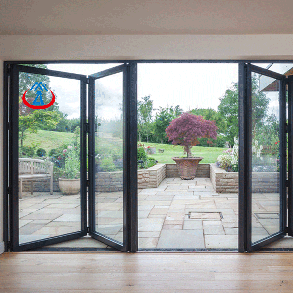Aluminum Exterior Bifolding doors With Tempered Glass Foldable Door for Home