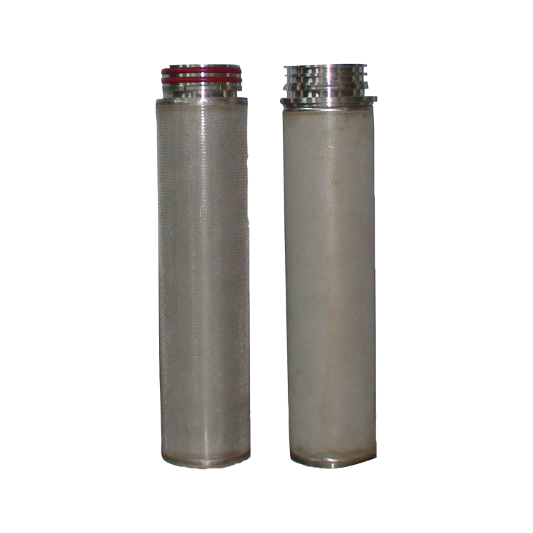 Stainless steel mesh sintering SS304 316L 40 micron sintered metal liquid filter cartridge with DOE silicone gasket opened