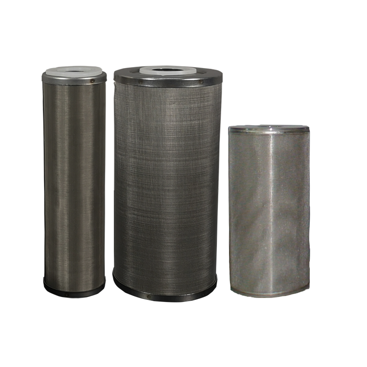 Stainless steel mesh sintering SS304 316L 40 micron sintered metal liquid filter cartridge with DOE silicone gasket opened