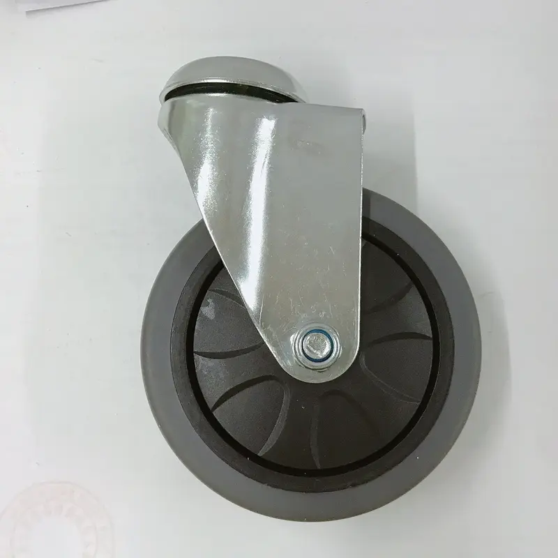 Factory Price 4 Inch 100mm PP Core Grey TPR Thermoplastic Rubber Bolt Hole Swivel Castor Wheel