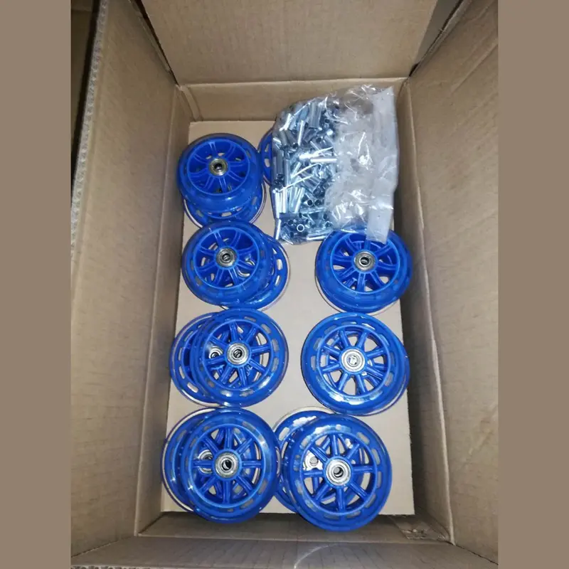 4 inch 100mm Transparent PU Polyurethane Blue Roller Blade Wheels