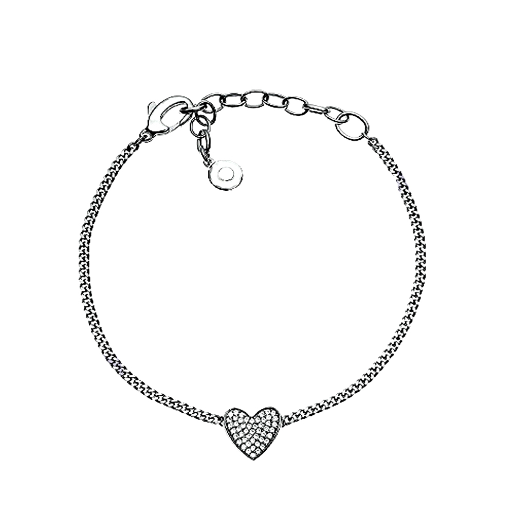 Hot topic 925 silver chain cz love heart rate bracelet