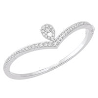 Luxurious Cz Wholesale Silver Bracelet Woman Love Heart Design