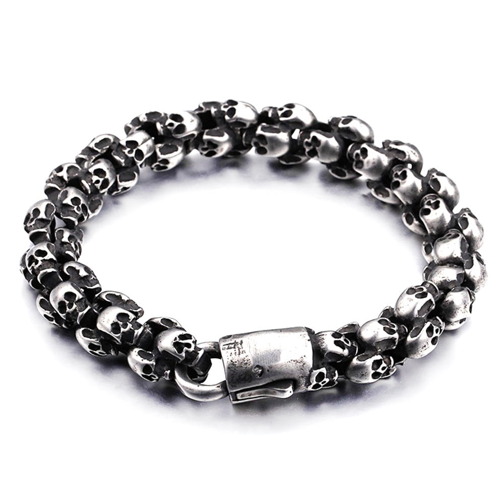 product-Black Onyx Silver Skull Wholesale Lucky Stone Bracelets-BEYALY-img-3