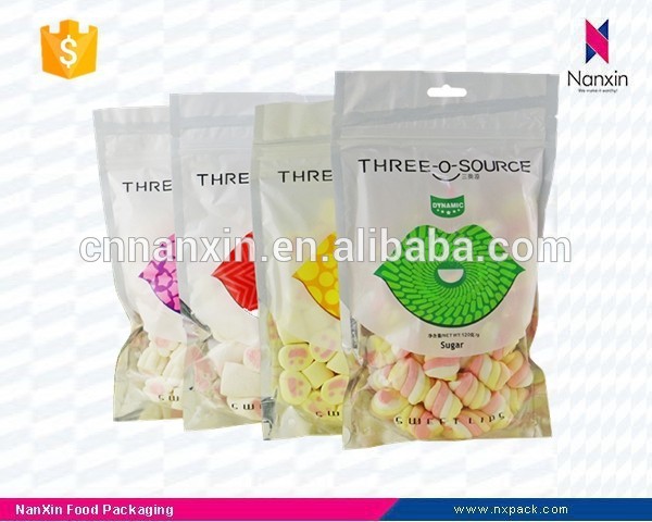 candy packaging zipper pouch for marshmallow with window