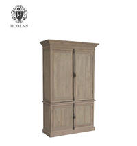 HL778 French Antique Base Tall Thin Storage Bedroom Closet Wooden Armoire Clothes Wardrobe Cabinet