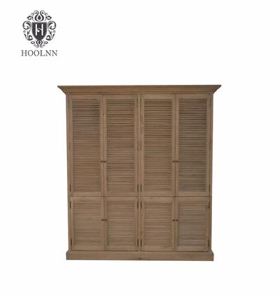 HL716 French Shutter living room furniture partition Double Wardrobes Armoire Wooden Almirah Cabinet