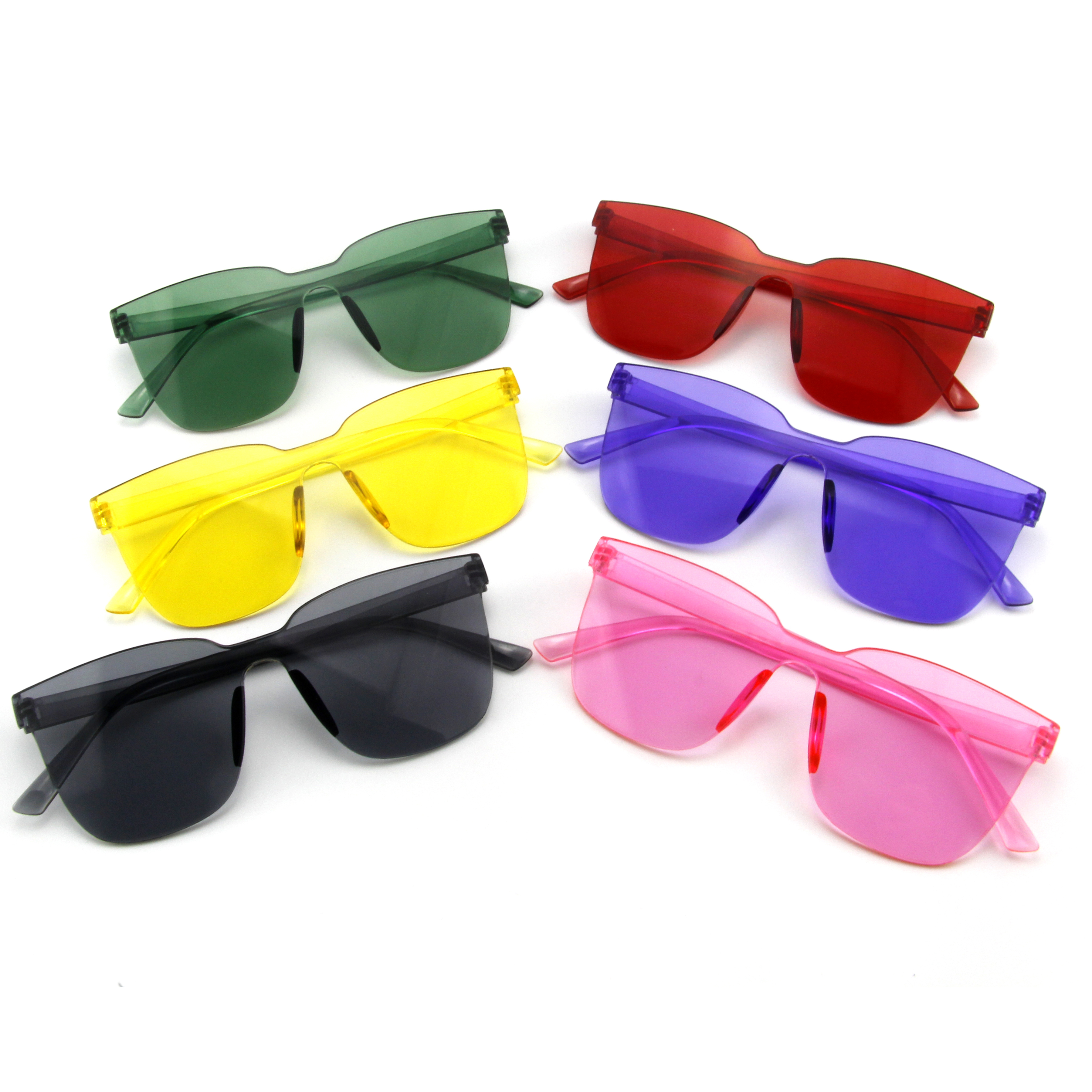 EUGENIA One Piece Square Shape Newest Colorful Jelly Color Transparent Sunglasses