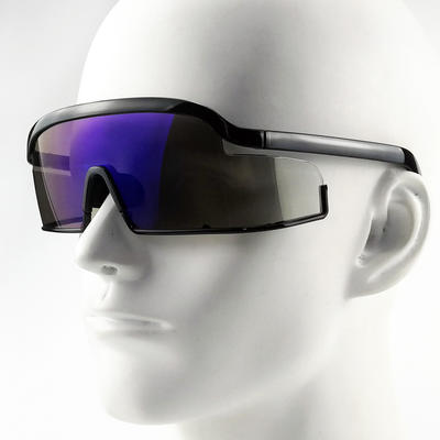 EUGENIA Big Frame Flat Top Eye Visor Shield Mirrored Square Oversize Men Women Visor Sunglasses