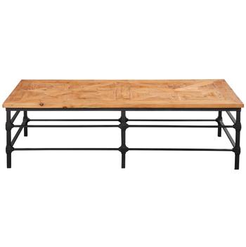 French Industrial Iron Frame Coffee Table with recycle wood top HL409