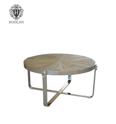 HL166 New Detachable Fat Pack Vintage Reclaimed Metal Base Wooden Outdoor Beach Bar Set Stool Round Dining Table
