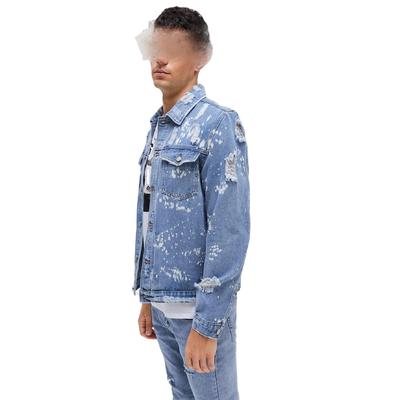 2020 oem wholesale denim jacket long sleeve distressed pockets jacket for men