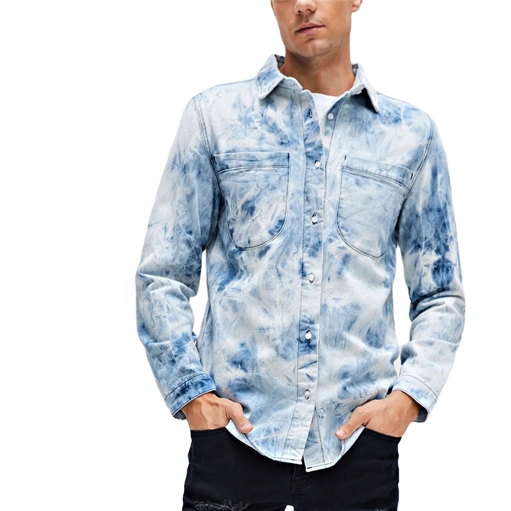 2020 Wholesale Long Sleeve Mens Denim Jeans Shirt Classic Fashion