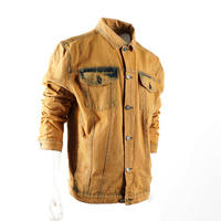 in stock men jean jacket low price plus size cotton polyester yellow jeans jacket men