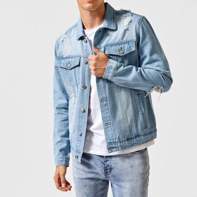 2020 Wholesale Long Sleeve Spring And Autumn Casual Light Blue Denim Jackets For Men