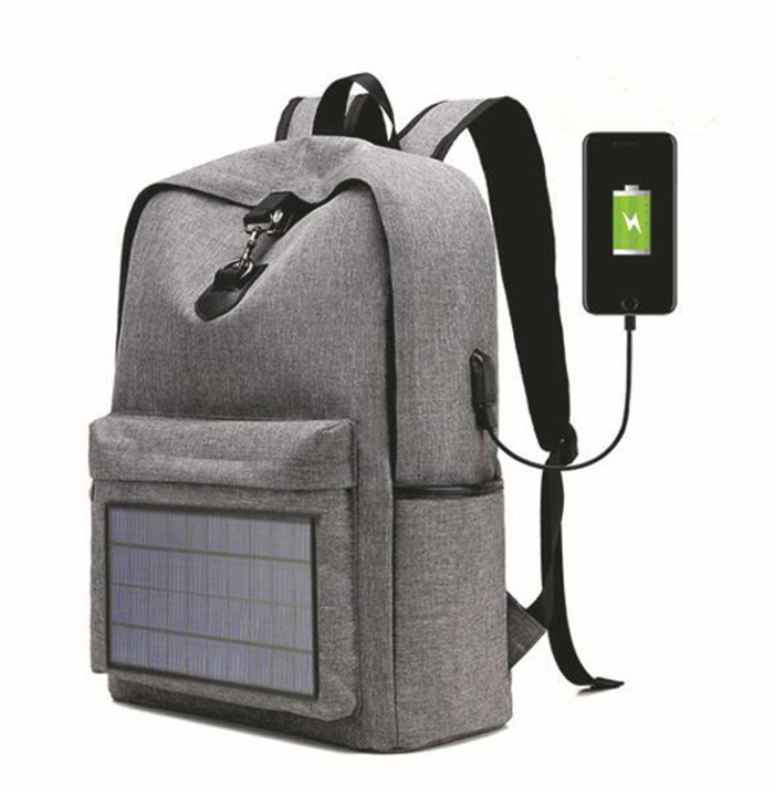 Osgoodway OEM Waterproof Men Travel Solar Panel Business Smart Backpack with USB Charging