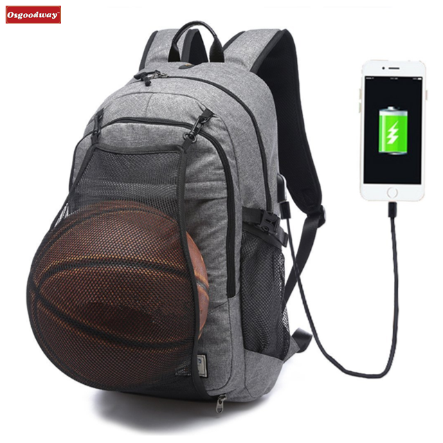 Osgoodway Hot Sale Waterproof Fashion Custom School Basketball Backpack with USB Charge