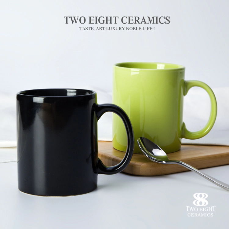 custom logo printed Promotional green/black ceramic coffee mug
