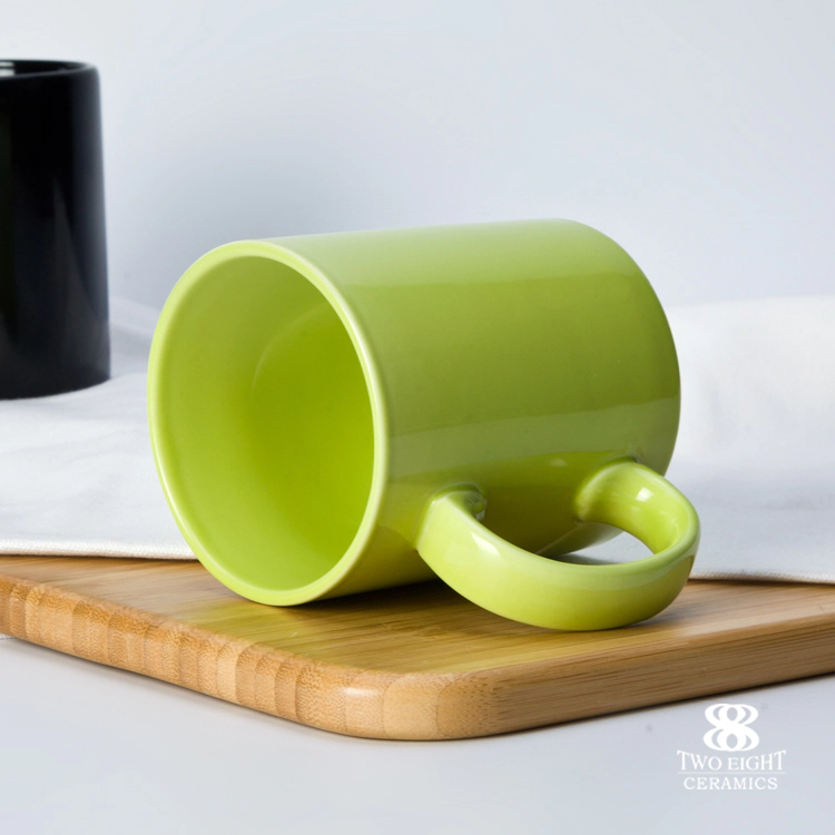 custom logo printed Promotional green/black ceramic coffee mug