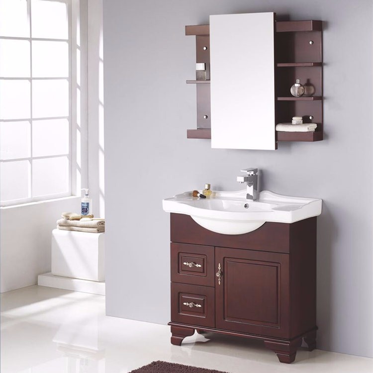 Wood single sink italian bathroom vanity