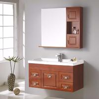 Classic wall mounted solid wooden washstand with side cabinet