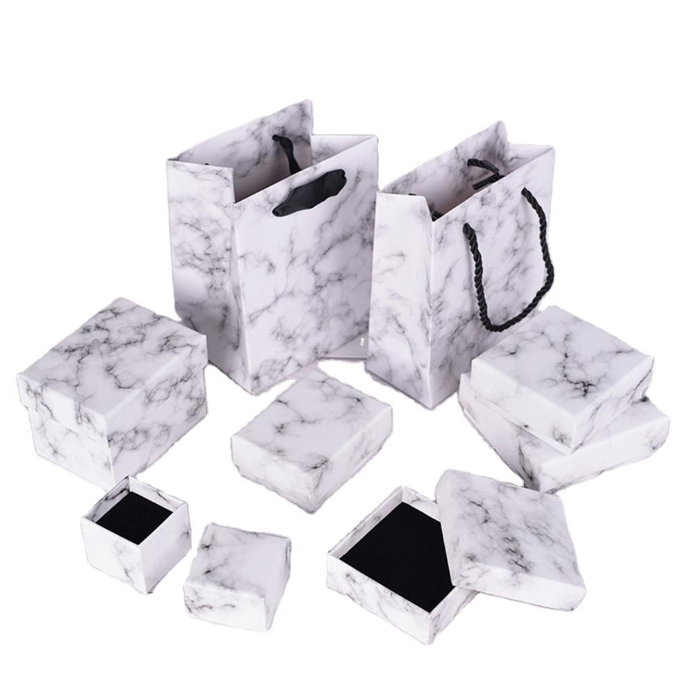 product-Small Custom Size Square Cardboard Jewelry Boxes Marble White Necklace Pendant Box for Jewel-1