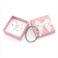 Pink Paper Packaging Ring Gift Custom Mini Jewelry Box With Ribbon