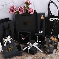 Vintage black art jewelry box earrings, necklace, rings, bracelet stackable gift box for men