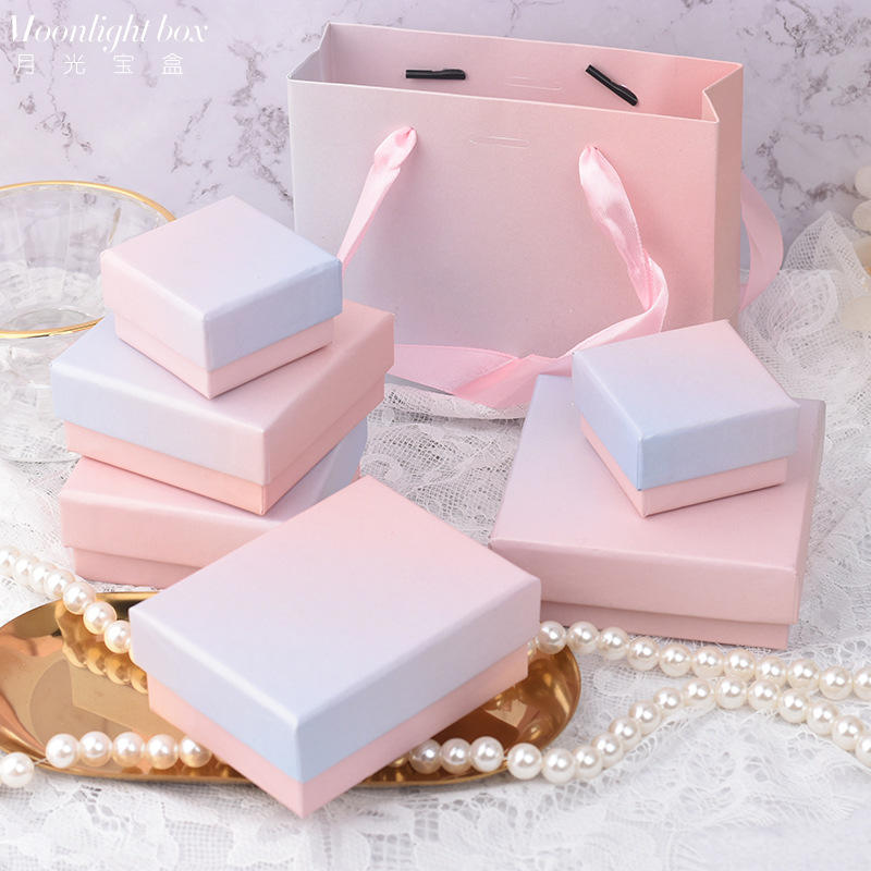 product-Jewelry box Girl ring pink and blue necklace, Ins box, paper box assorted sizes set of 5-Dez-1