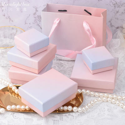 Jewelry box Girl ring pink and blue necklace, Ins box, paper box assorted sizes set of 5