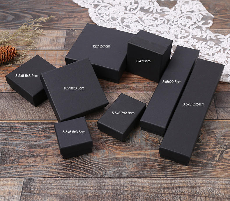 product-Dezheng-Customized necklace ring eyelash packaging box black paper jewelry gift box with hea-1