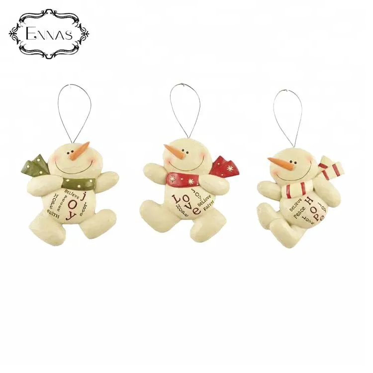 Hope love joy snowman hanging Christmas presents resin snowman