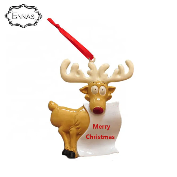 Handmade Polyresin Custom Unique Christmas Reindeer Ornament Gift