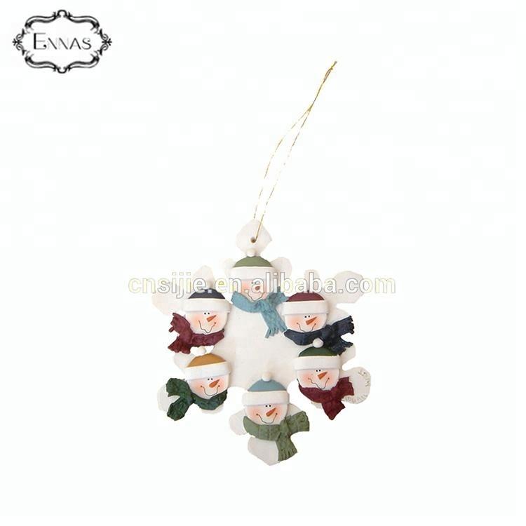 Christmas decoration of resin 5 snowmen head on snowflake ornament