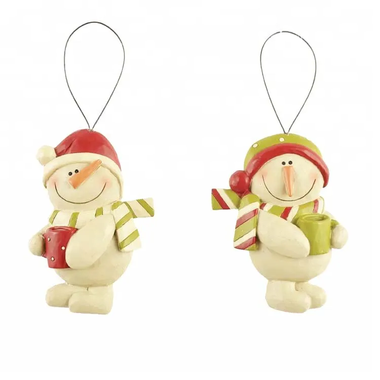 Snowman hanging christmas ornaments with love gifts