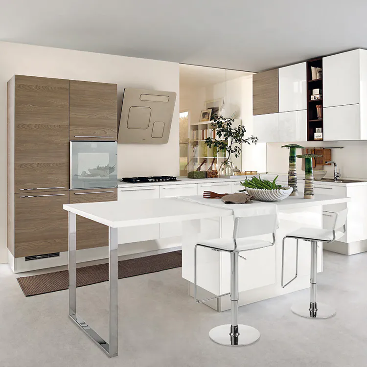 2020 China manufacturer modern style white kitchen cabinet designs wood kitchen cabinet apartment projectscustom made