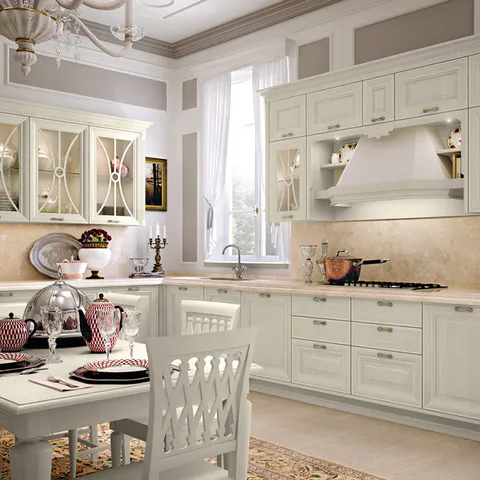 New European style wood white open kitchen cabinet designs apartment projects
