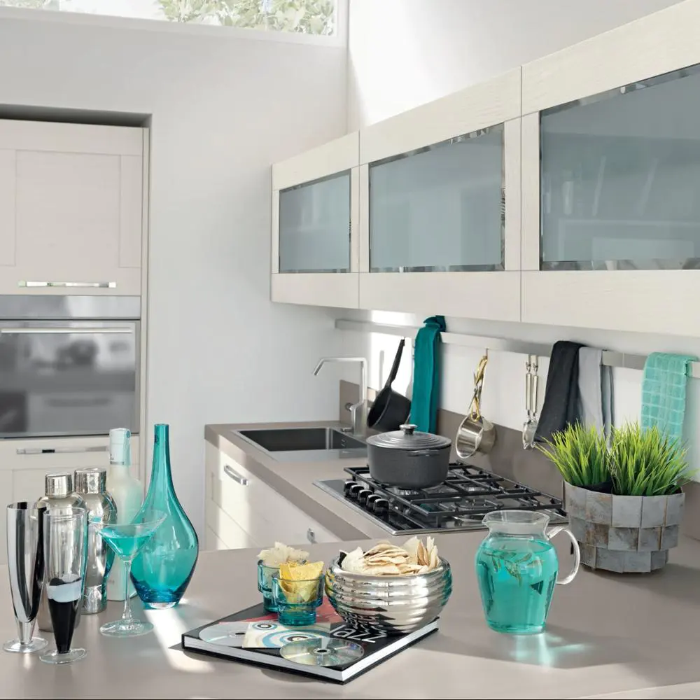 Modern Design Gloss Wood Veneer Kitchen Cabinet