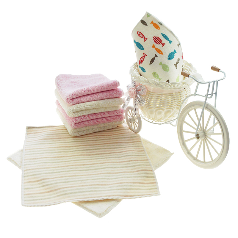 customized design logo Stripe pattern Hot selling microfiber fabric coral fleece Hand Towel baby face towel