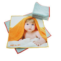Custom baby head print baby face towel microfiber coral velvet baby towel